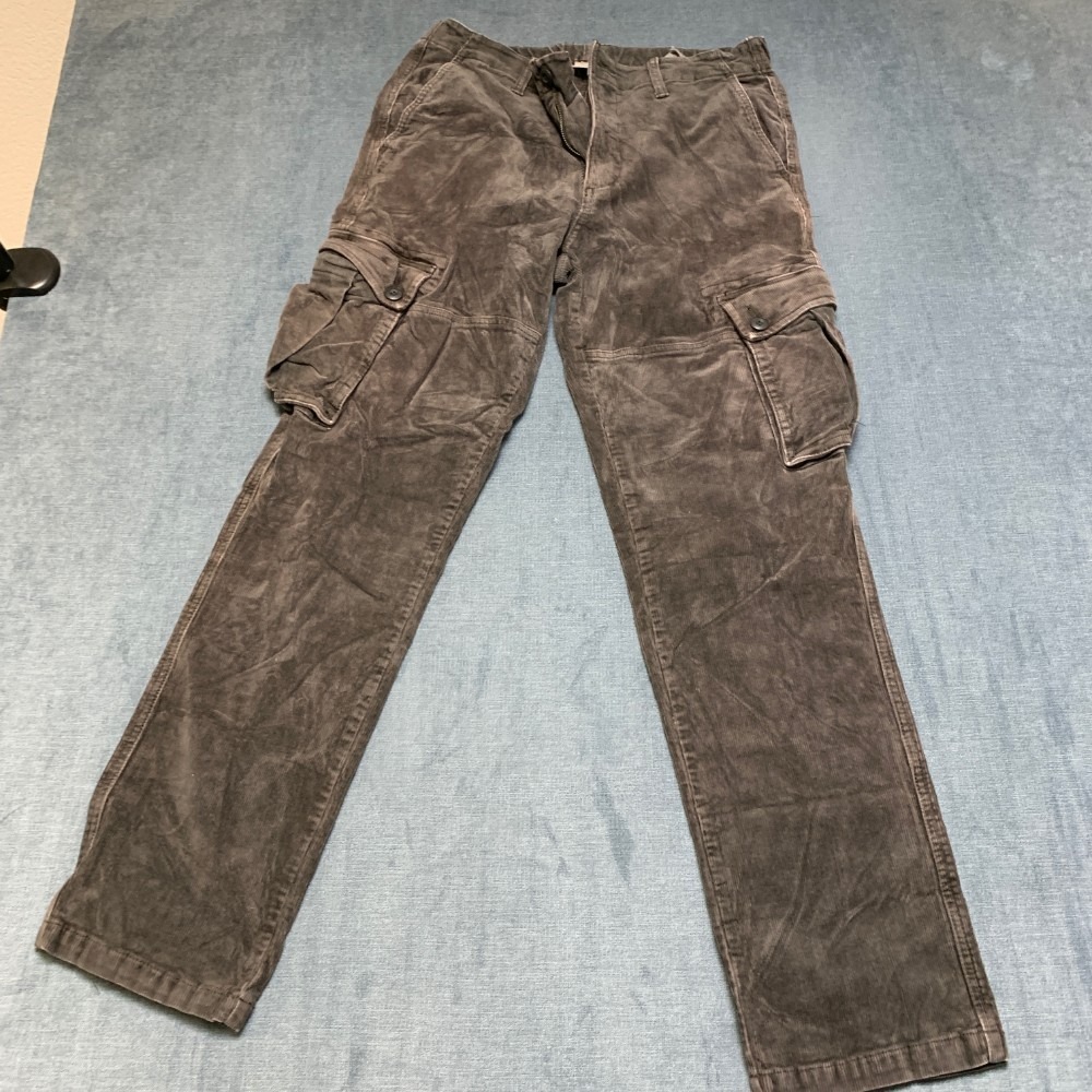 Arizona Jean Co Corduroy Cargo Pants Mens Medium Gray Cotton Stretch Flat Front